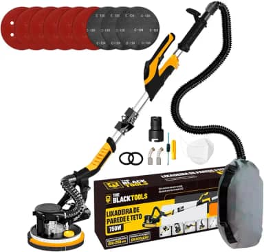 Lixadeira Teto E Parede Telescópica Profissional Com Led E Saco Coletor The Black Tools Btl750 750w 127v
