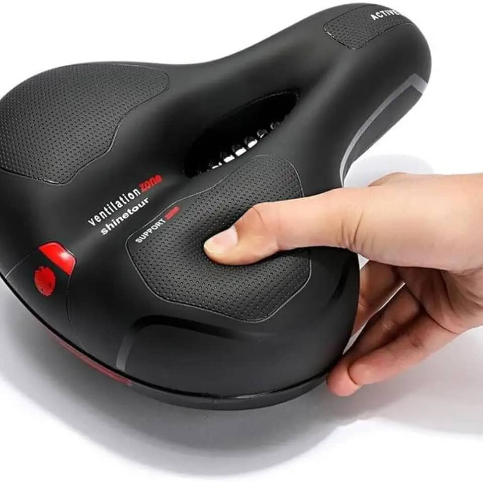 Banco Selim Vazado Anatômico Gel Confortável com Molas Bike Mtb com Fita Relfetiva de Segurança