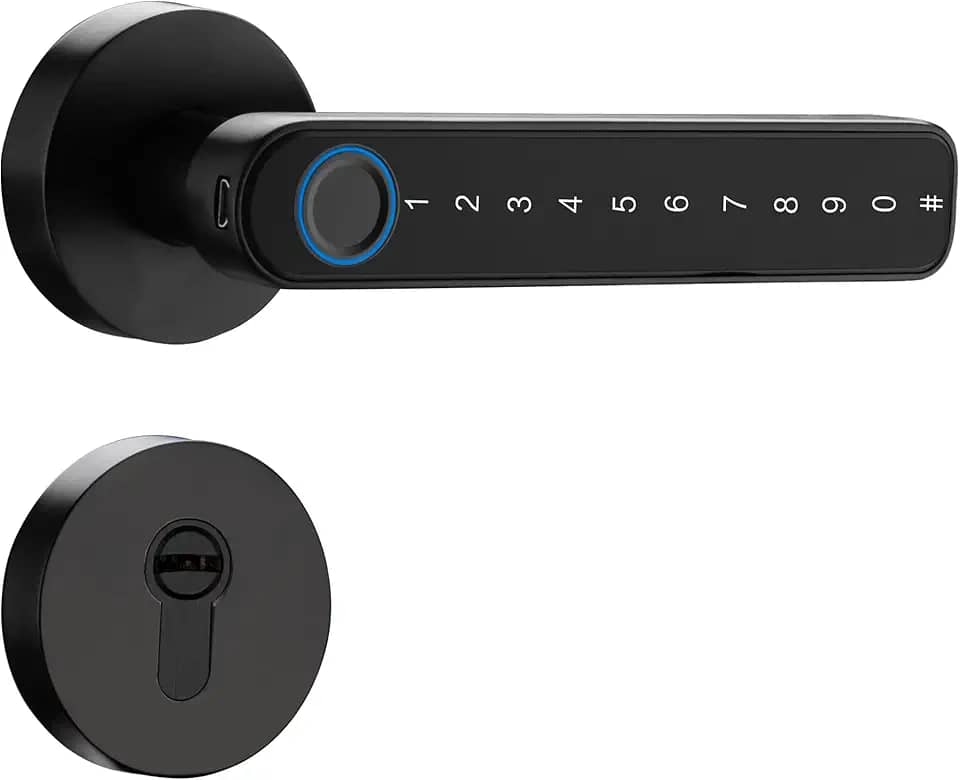 Geonav, Hi by Geonav Fechadura Digital Inteligente Bluetooth de Embutir, Compatível com Alexa, Biometria, Senhas, Aplicativo e Chave mecânica, Autonomia de Bateria de até 1 ano, IP43, HIFBE02BK, Preto