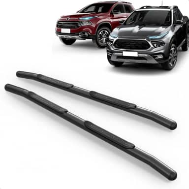 Par Estribo Lateral Tubular Preto Aço Toro 2016 a 2025 Carbono Kit Fixação Incluso