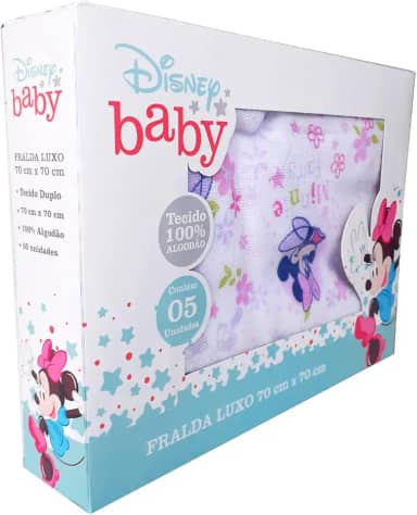 Minasrey Fralda De Pano Luxo Disney Feminino Minnie, Infant, 1 Count, Bolsa ou Caixa, Branco, Bege ou Azul Claro, Reutilizável, Tecido, Minnie, Desenho Animado