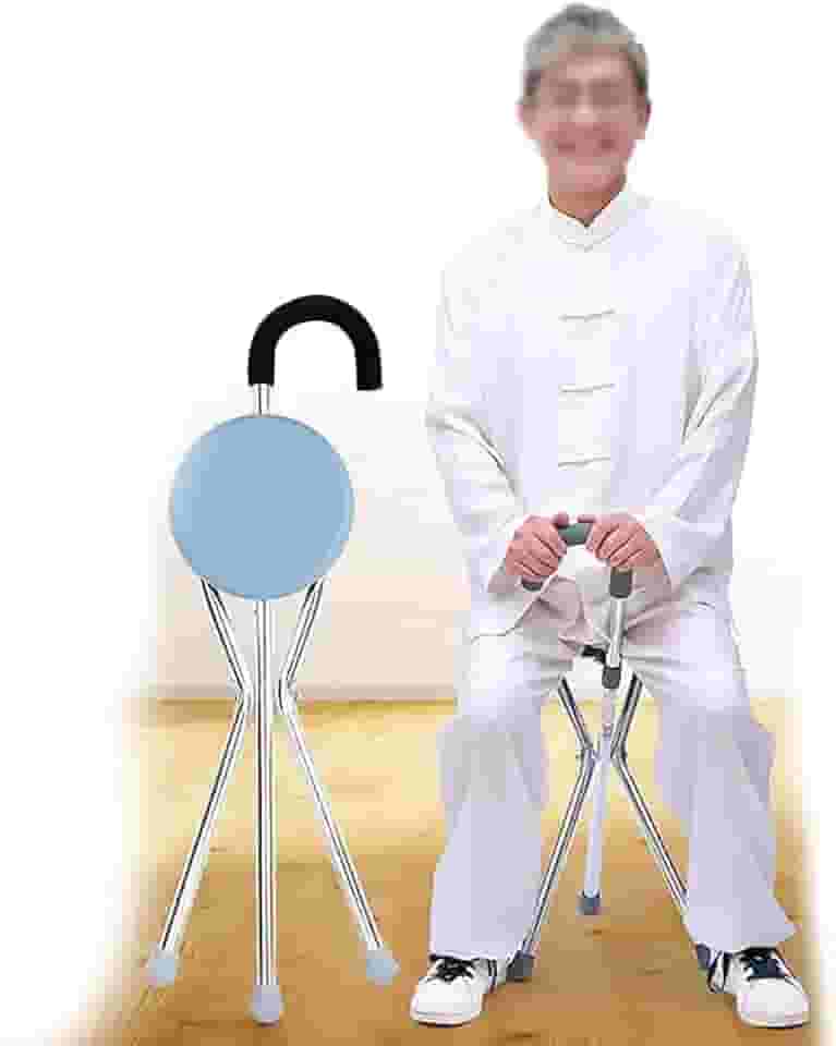 Bengala Cadeira Banco Banqueta 2 Em 1 Ortopedico Assento Dobravel Alça Confortavel Idoso Fila Descanso Feira