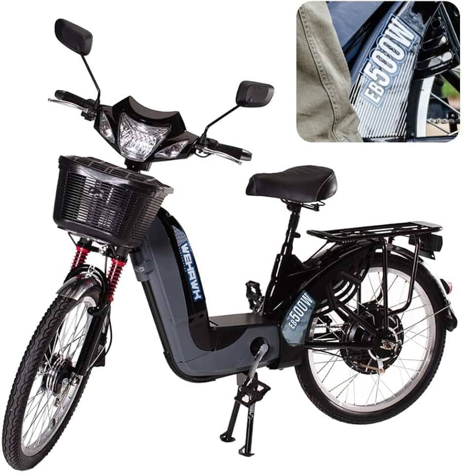 Bicicleta Elétrica Motor 500w Wehawk Hw03 Bateria Recarregável