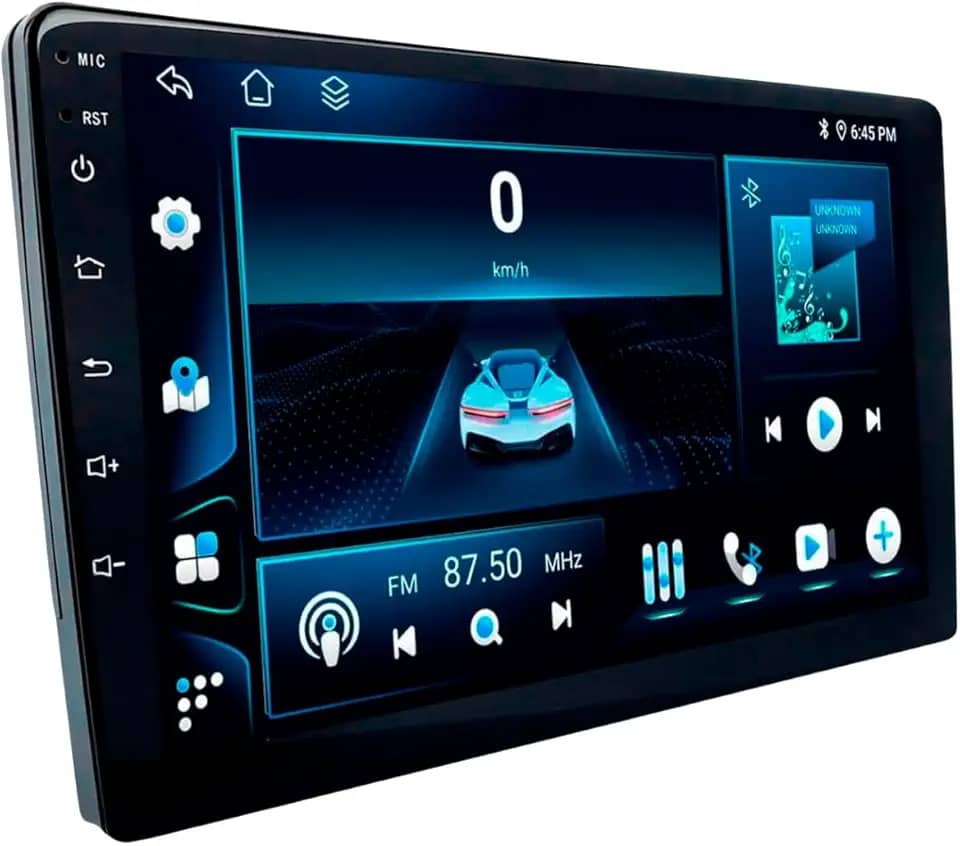 CENTRAL MULTIMÍDIA OCTA-CORE ANDROID 13, TELA 9" FULL TOUCH, SLIM, 4/64GB, FM, USB, SD, AUX, BLUETOOTH, DSP, ESPELHA ANDROID E IOS, CARPLAY E ANDROID AUTO, CONECTIVIDADE COM OU SEM FIO