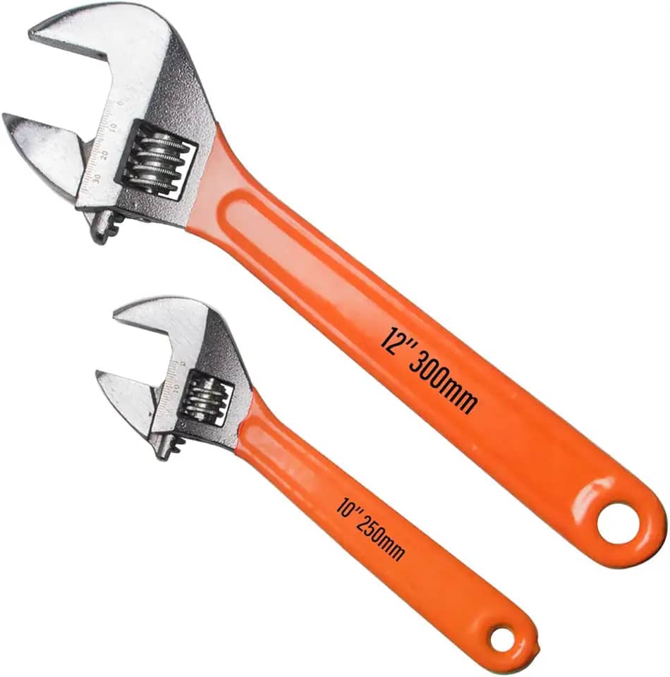 Jogo de Chave Inglesa Ajustável 2 Peças Aço Inoxidável (10 e 12")