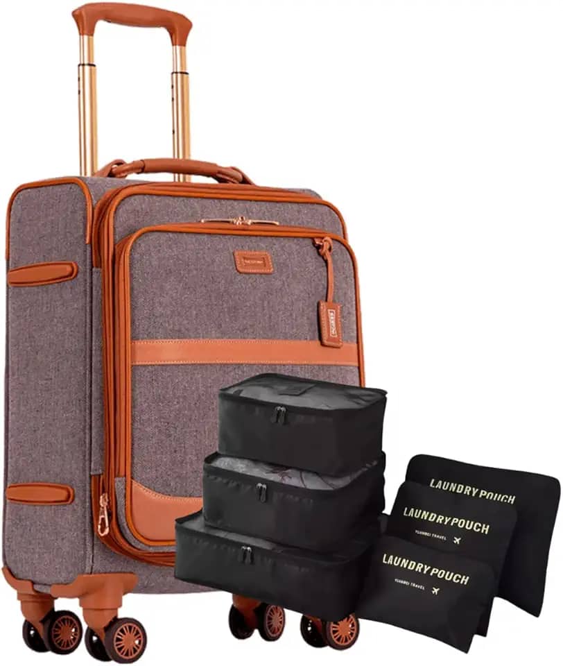 Mala de Viagem de Bordo 10kg de Tecido, Expansível, Cadeado TSA para Viagens Internacionais, Rodas 360° – Sestini (Old School)