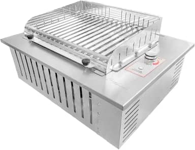 Churrasqueira a Gás de Embutir com Grelha Argetina, Sem fumaça, Inox, Acendimento automático