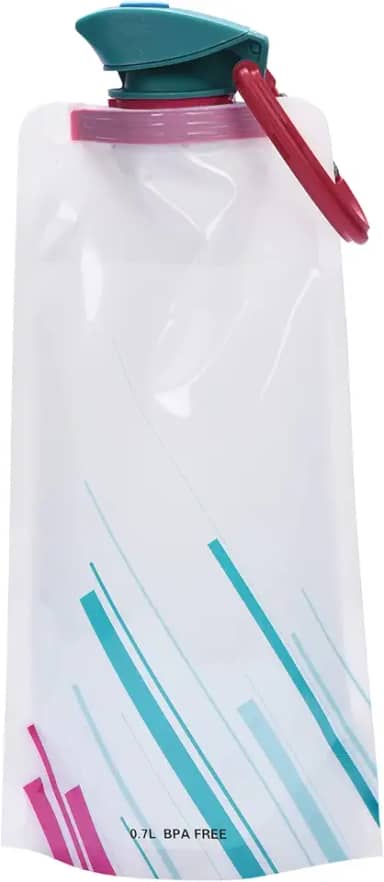 HYDRATE Bolsa de água de plástico dobrável de 700 ml – Garrafa de viagem reutilizável com mosquetão para esportes ao ar livre, caminhadas, acampamento