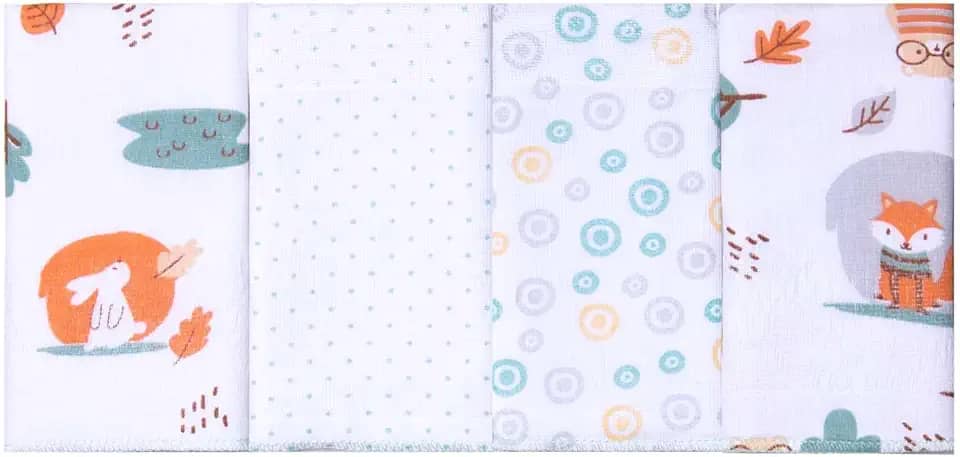 PAPI DESDE 1974 Paninho De Boca Bordados Karinho Estampado Para Bebê 32Cm X 32Cm Contém 04 Un