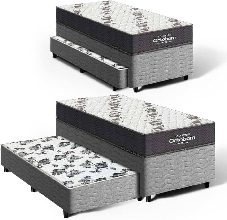Cama Box Solteiro + Colchão de Espuma D33 Ortobom Airtech 100 + Auxiliar de Espuma Unique