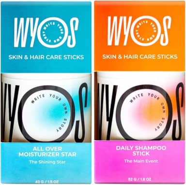 WYOS Kit De Hidratante E Shampoo Em Bastão Para Meias, Tamanho Viagem, Antivazamento, Vegano, Portátil, Sem Sulfato Crueldade, Parabenos