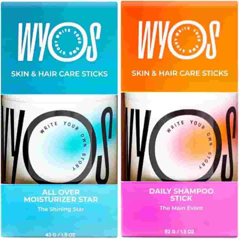 WYOS Kit De Hidratante E Shampoo Em Bastão Para Meias, Tamanho Viagem, Antivazamento, Vegano, Portátil, Sem Sulfato Crueldade, Parabenos