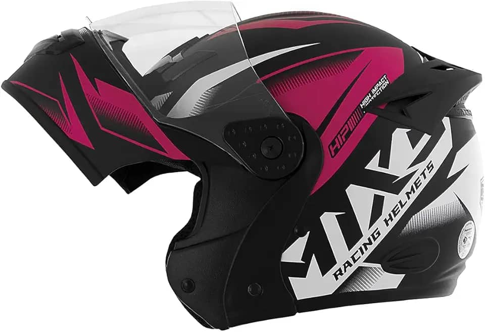 Capacete Escamoteável MIXS Gladiator Storm Fosco 58 Rosa/Branco/Preto