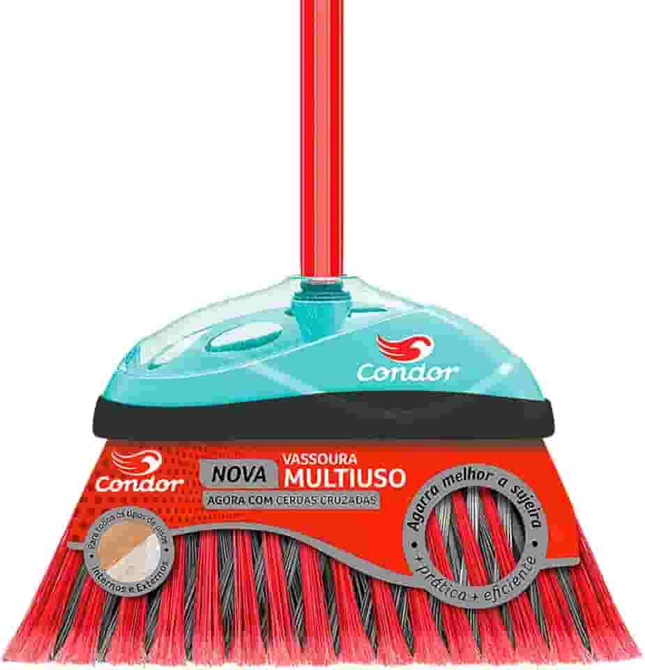 Vassoura Multiuso com Cabo, Condor, Laranja/Verde/Rosa