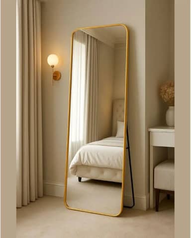 Espelho de Corpo Inteiro de Chão 152cm Dourado - Espelho Grande e Moderno para Sala, Quarto e Decoração (1 Unidade)