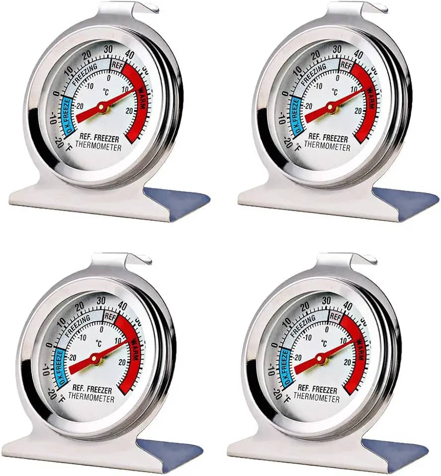 4 Pack Refrigerator Freezer Thermometer Large Dial Thermometer