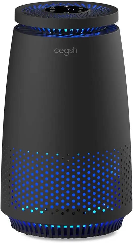 Purificadores de ar para quarto doméstico, filtro HEPA 3 em 1 para animais de estimação, pó, pólen, fumaça, purificador de ar silencioso com modo de suspensão, temporizador 12H, luz noturna