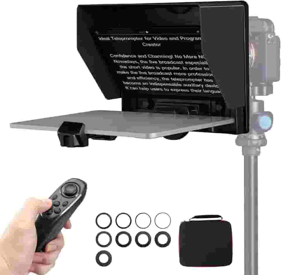 Teleprompter, Teleprompter para Celular, Compatível Com Teleprompters de Até 11 Polegadas, Controle Remoto Via Controle Remoto E Aplicativo