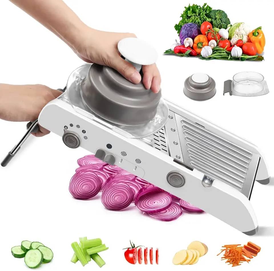 Profissional Cortador Fatiador, Mandolin, Pode ser Cortado em 18 Formatos Aços Inoxidáveis Mandoline Profissional, Uso Doméstico Fatiador de Legumes, Mandolim, Multifuncional Mandoline