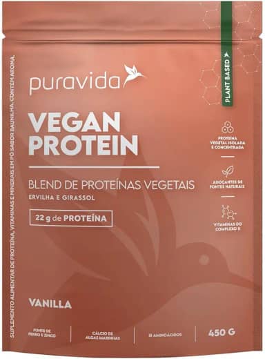 Puravida Suplemento Vegan Protein Sabor Baunilha 450G
