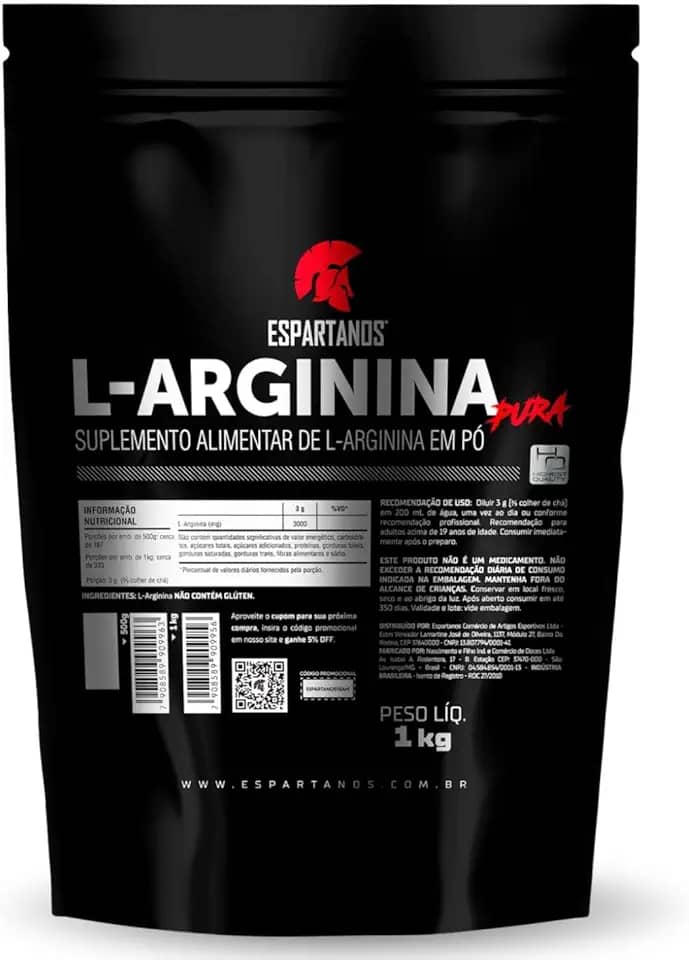 L-Arginina em Pó 100% Pura - Espartanos (1kg)