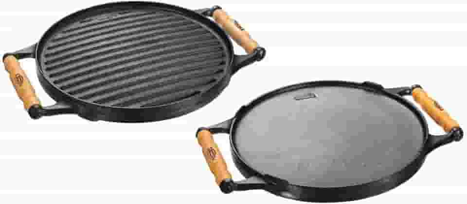 Chapa Dupla Face Redonda 300 mm - Alça de Madeira