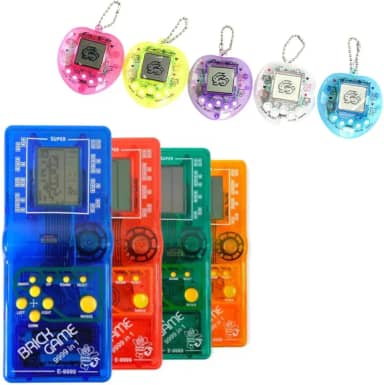 Kit Jogos Retrô: Mini Game 9999 jogos + Bichinho Virtual Tamagoch Cores Sortidas MInigame com 9999 Em 1 Para Adultos E Crianças + Bichinho Virtual Eletrônico Tamagochi Jogos Retrô anos 80 e anos 90