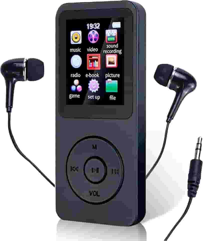 MP3 MP4 Player Portátil Reprodutor de Música Ultrafino MP3 Player Bluetooth Gravador de voz Reprodução de Vídeo Suporte Cartao de Memoria de Até 128 GB(Preto)-FBA