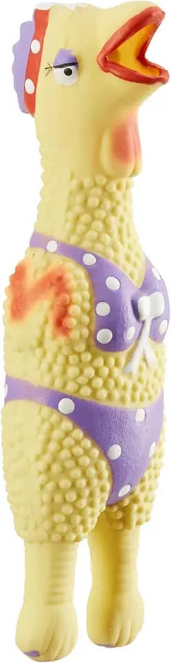 Outward Hound Por Charming Pet Squawkers Henrietta Brinquedo para cães de galinha de borracha, brinquedo interativo engraçado para cães, tamanho pequeno