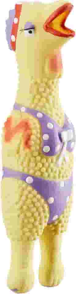 Outward Hound Por Charming Pet Squawkers Henrietta Brinquedo para cães de galinha de borracha, brinquedo interativo engraçado para cães, tamanho pequeno