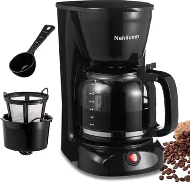 Cafeteira de gotejamento de 12 xícaras, filtro de café permanente para máquina de café, cafeteira elétrica de vidro de 1,8 L, preto 950W