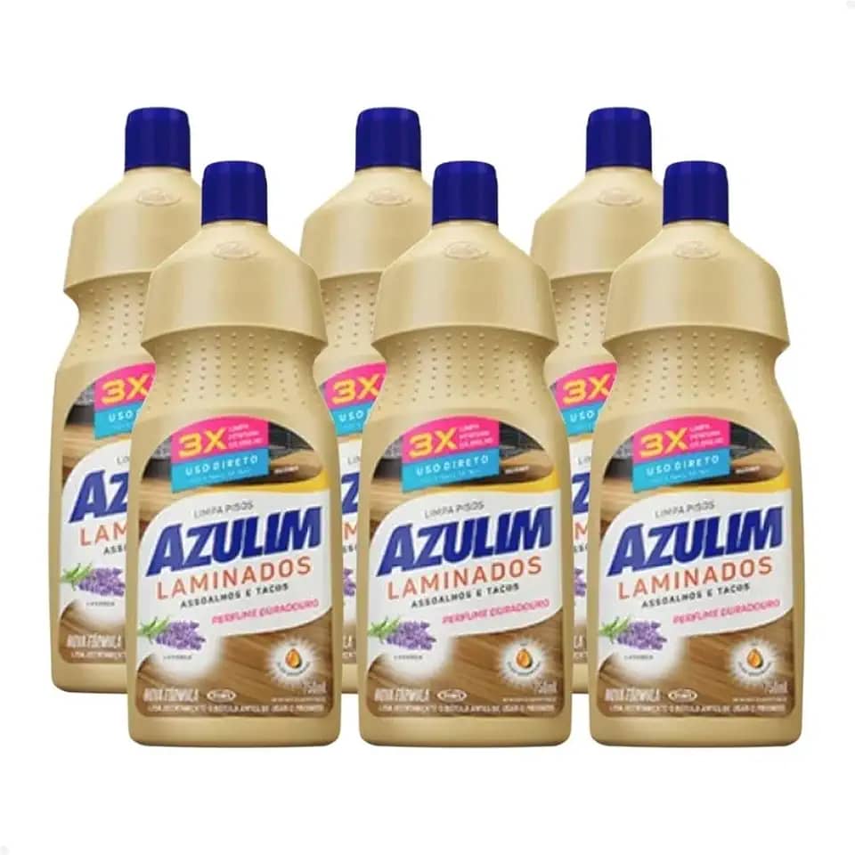 Kit com 6 Limpadores de Pisos Laminados Azulim, 750ml, Aroma de Lavanda