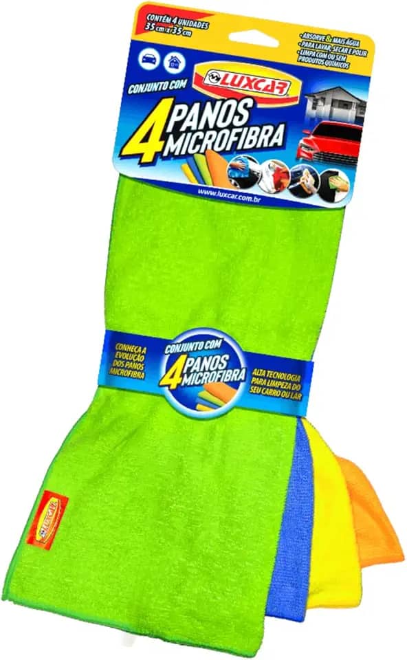 Pano Em Microfibra Conjunto Com 4 Luxcar 35 Cm X 35 Cm