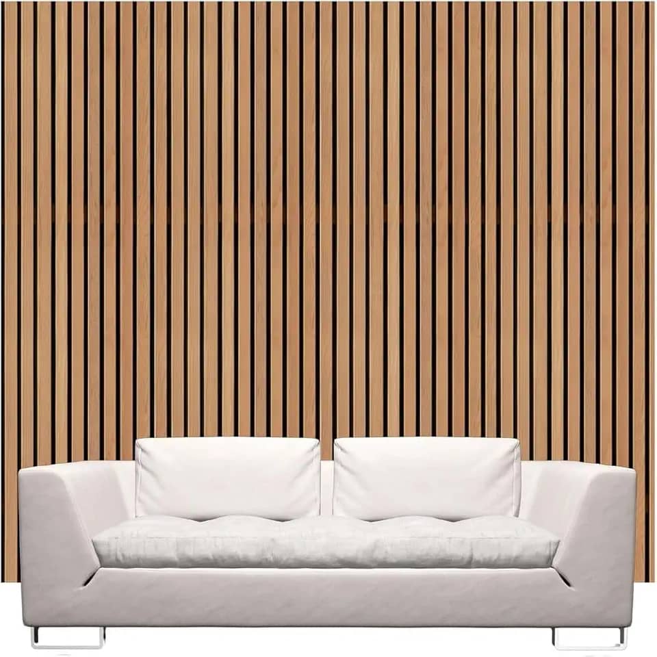 Papel De Parede Premium Ripa Ripado Acústico Madeira Lavável Sala Quarto Painel Autoadesivo Fácil Aplicação Lavavel 5,00x0,45cm