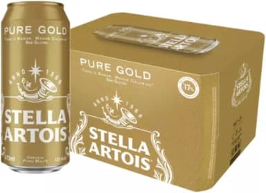 Pack Cerveja Stella Artois Pure Gold Sem Glúten, Lata, 473ml, Caixa 12 unidades