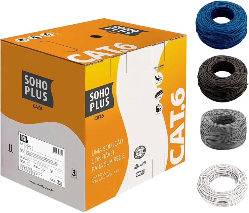 25 Metros De Cabo Rede Cat6 SohoPlus Furukawa 100% Cobre COR:PRETO