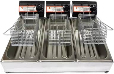 Fritadeira Elétrica com Óleo Industrial Tripla Cuba, Aço Inox, 9L Total, 1500W por Cuba, Termostato 50-300° (220V)