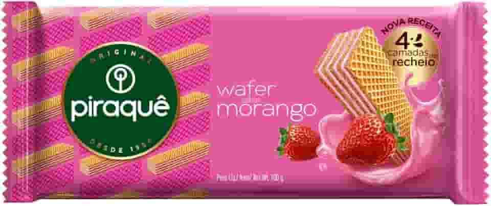 Biscoito Wafer Recheio Morango Piraquê Pacote 100g