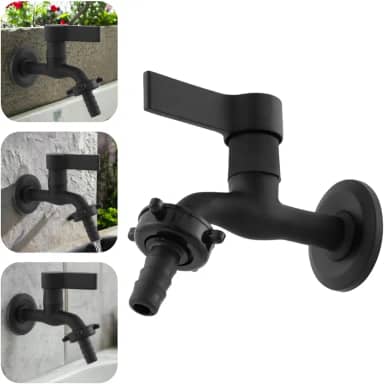 Torneira De Jardim E Tanque Lavanderia Metal Maquina De Lavar Preta De Parede C70