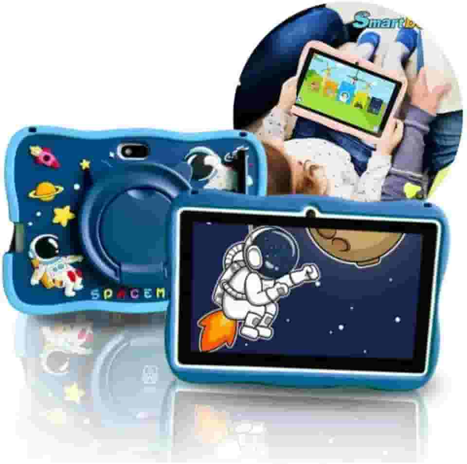 Tablet Infantil Android com Capa Protetora, Tela LCD, Design Espacial, Múltiplas Cores, para Crianças, Sistema Operacional Android (Azul)