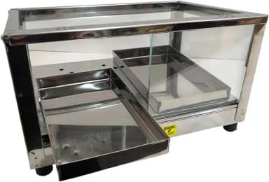 Vitrine Aquecedora Elétrica para Salgados, 2 Bandejas Grandes 29x17cm, Estrutura em Inox. (220, Volts)