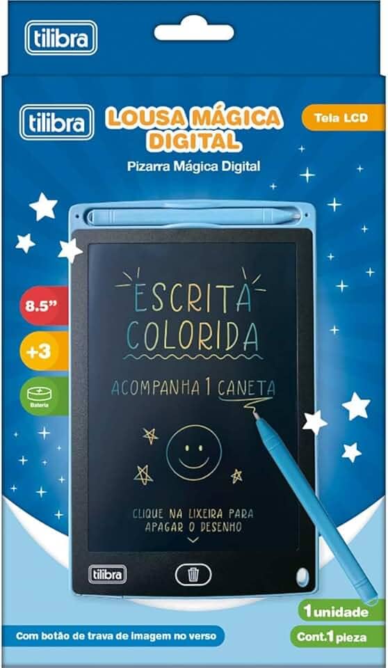 Tilibra - Lousa Mágica Digital LCD 8.5 Polegadas - Escrita Colorida