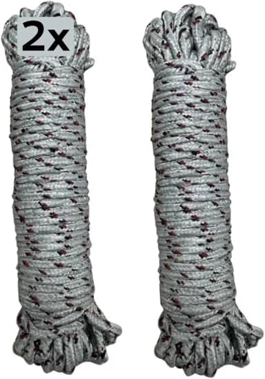 Kit 2 Cordas Varal Trançadas Multiuso, Nylon, 30m de cordas, para Camping, Escalada, Amarração, 2 Unidades