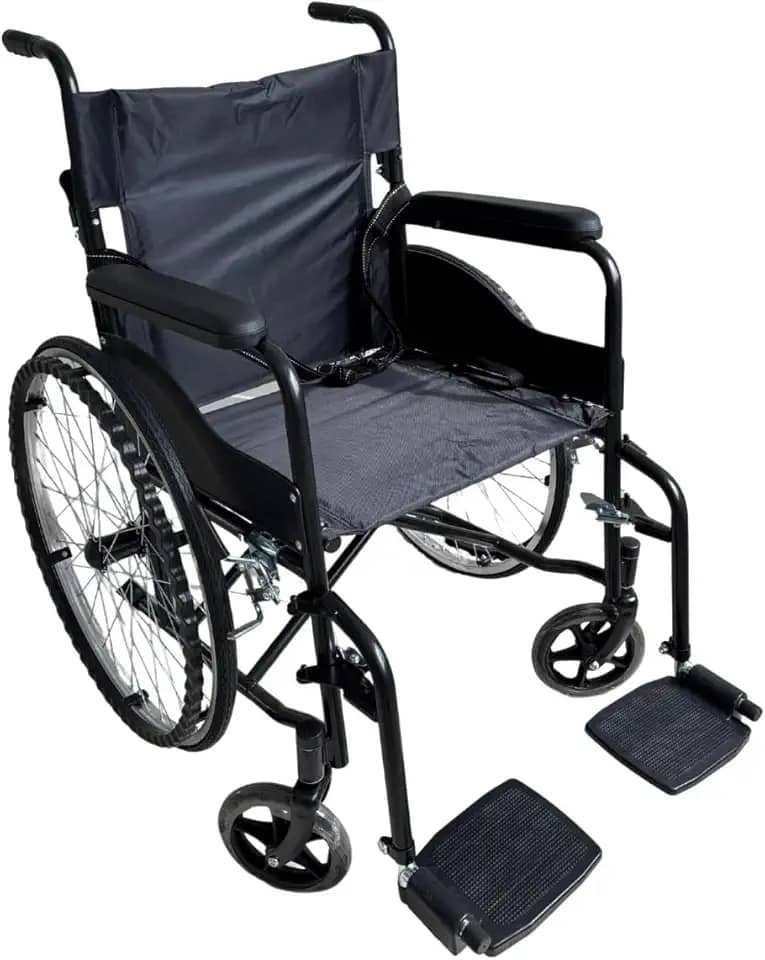 Cadeira De Rodas para Idoso Dobrável Resistente Até 130kg BK Preta