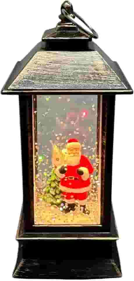 Enfeite de Natal - Luminária Natal Papai Noel LED Decorativa com Glitter – Luz Mágica para Mesa e Árvore de Natal