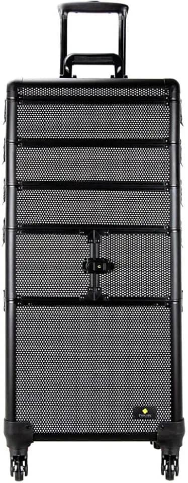 Maleta Maquiagem Profissional Alumínio Abs 4 em 1 Pelegrin Pel-m1026 Preta Cristal