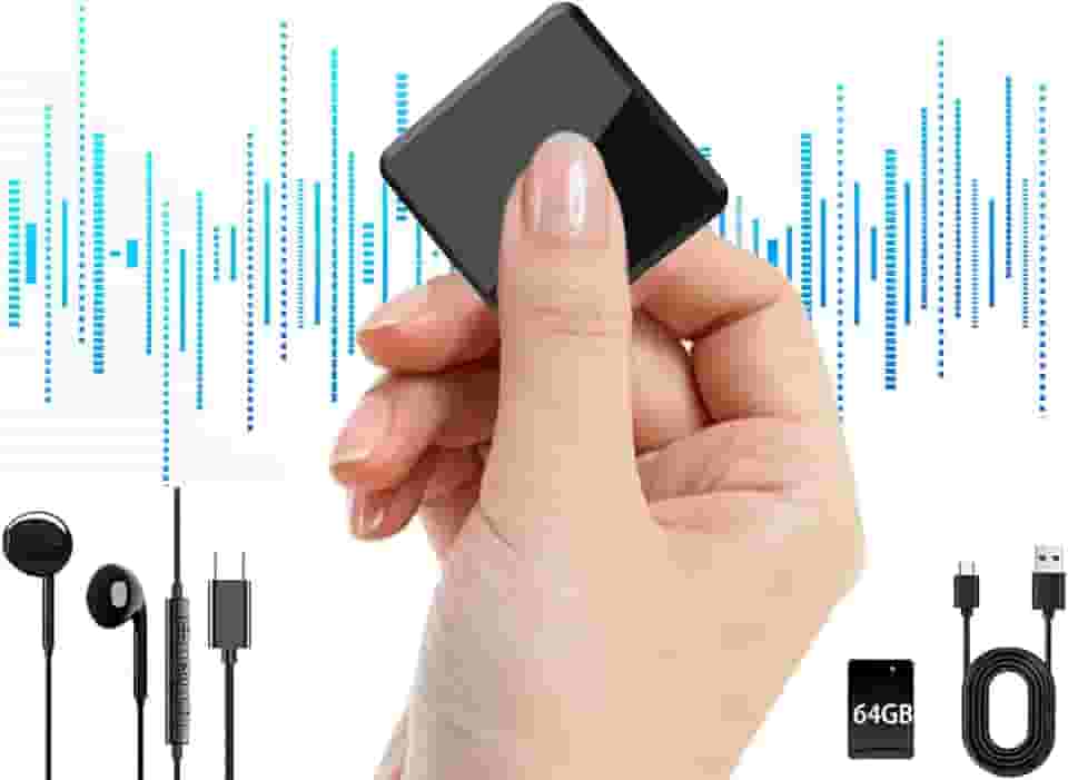 Dispositivo de gravação - 64 GB (300 horas) dispositivos de audição para espionagem - gravador ativado por voz, mini gravador de voz oculto, gravador de áudio para carro, reuniões, palestras,