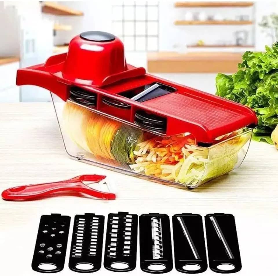 Ralador Fatiador Profissional Cozinha Mandoline de Aço Inox 6 em 1: Legumes Verduras Frutas Alimentos, facilidade e precisão na sua cozinha!