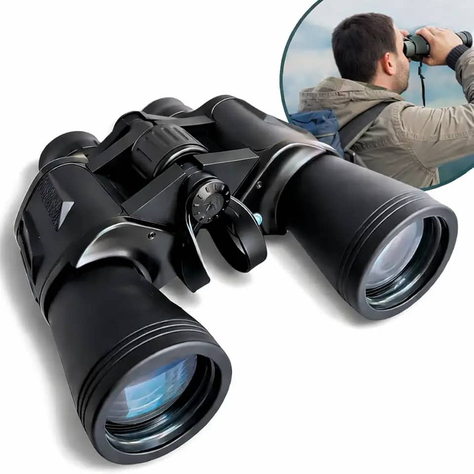 Binóculo profissional 20x50 com alcance de até 10 km, imagem nítida, ajuste de dioptria e corpo emborrachado resistente – Qualidade Premium LNSTORE