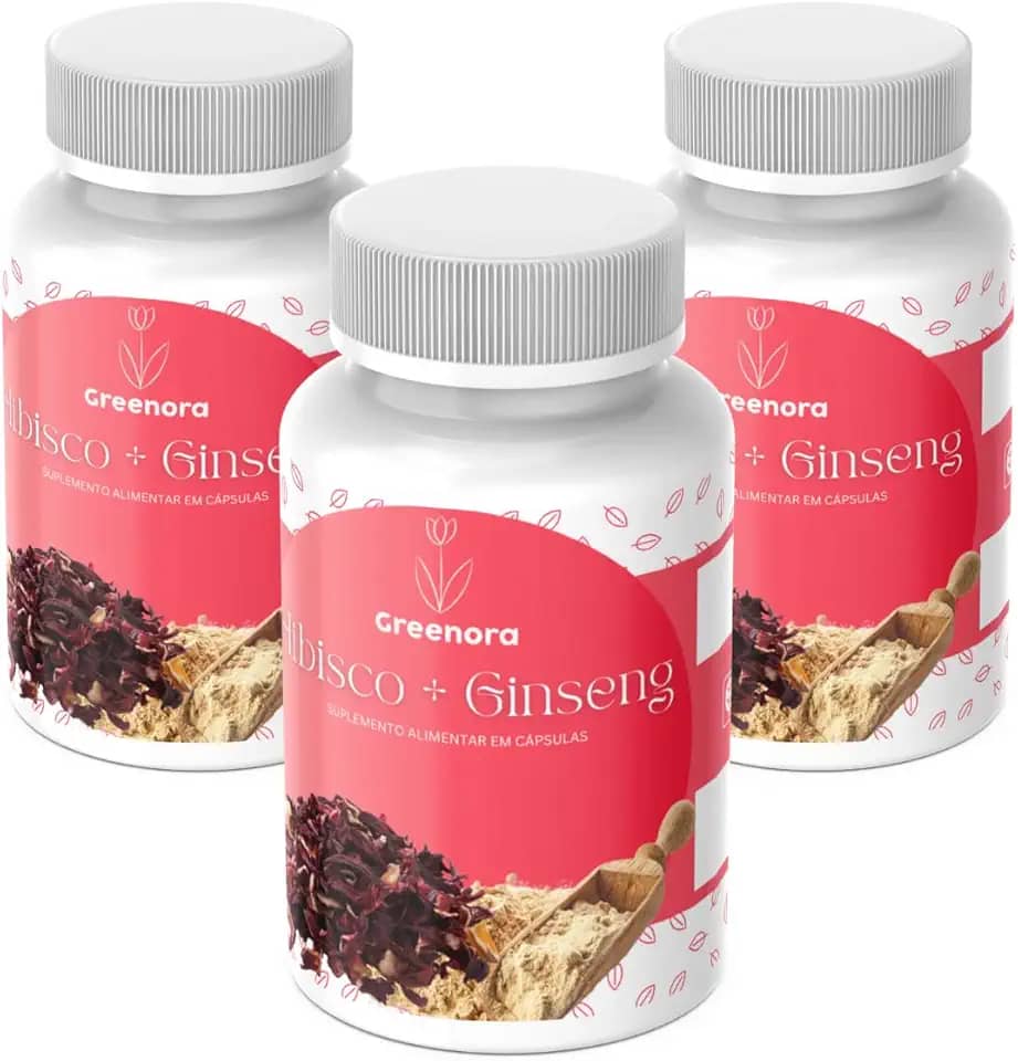 Hibisco com Ginseng 120 Cápsulas Greenora (Kit 3)